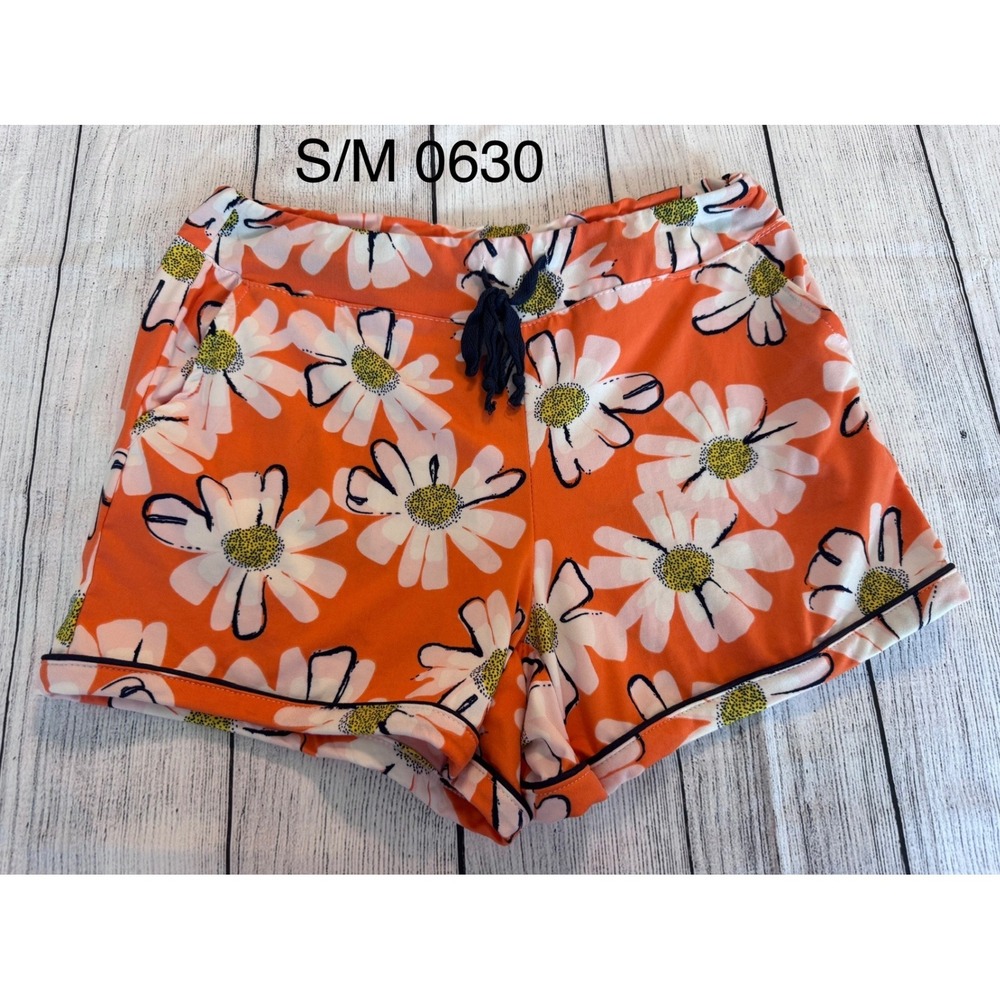 Hello Mello Lazy Daisy Lounge Shorts Orange Floral Pajama Bottoms SM SM/MD
